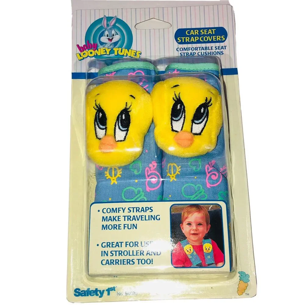 Safety 1sr Baby Looney Tunes Car Seat Strap Covers Tweety Bird NIP